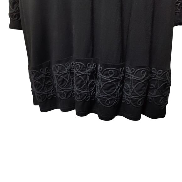 Obey Womens Sz M Black Mazzy Dress Embroidered Keyhole Flare Sleeves Witchy Goth - Picture 4 of 8